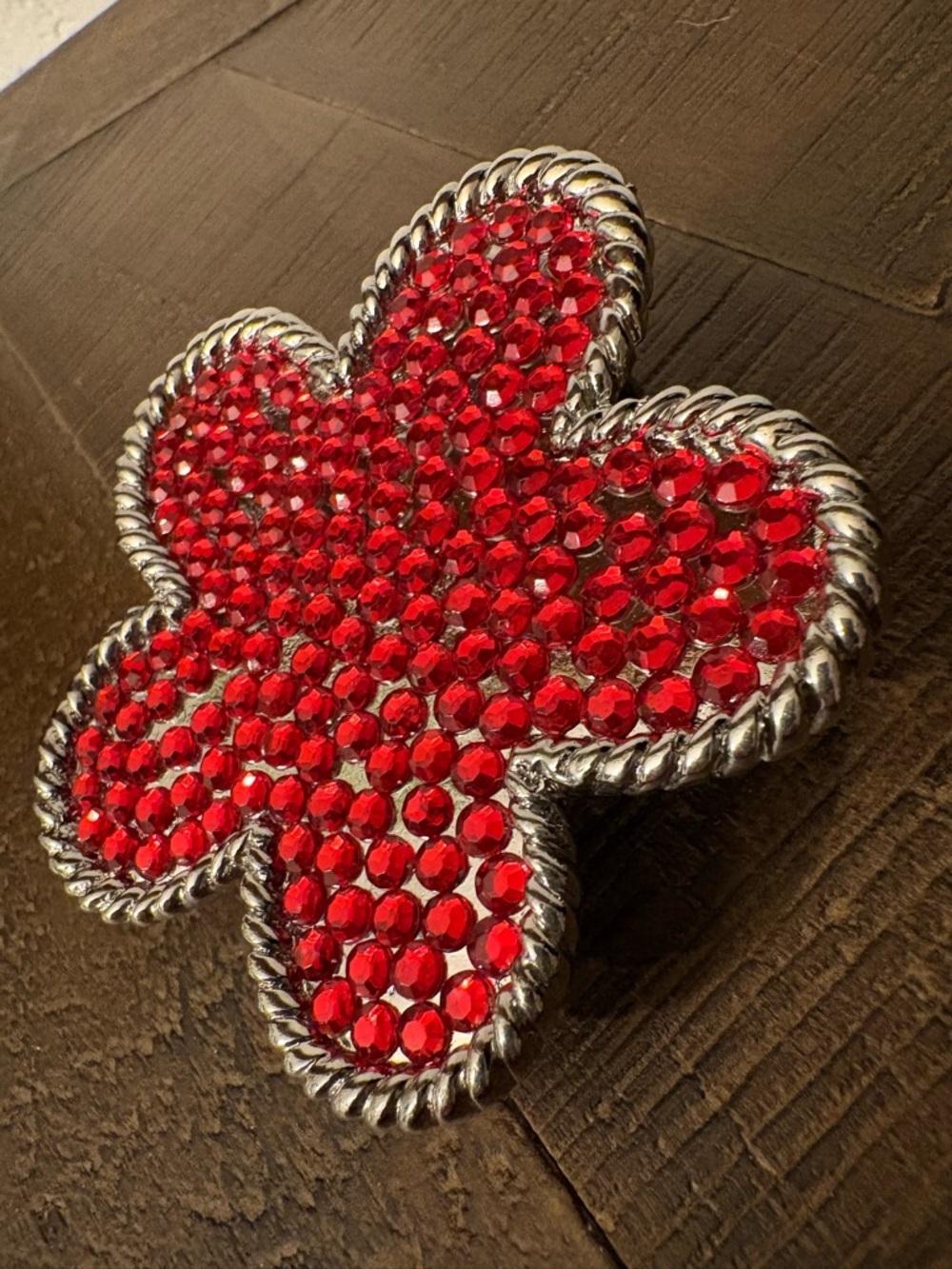 Red Rhinestone Floral Belt Buckle - Picture 3 of 4